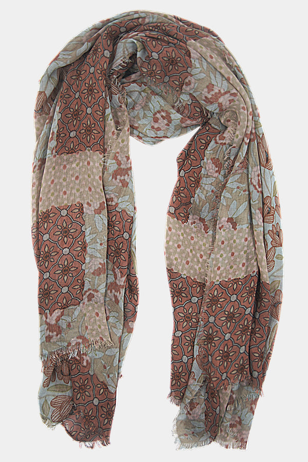 Mix Floral Patchwork Print (SE-1936_Brown)